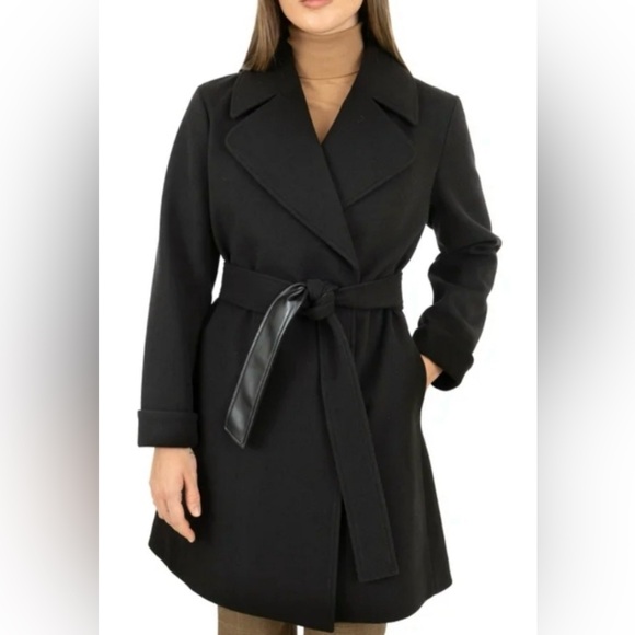 Frye Jackets & Blazers - Frye Women’s Black Wrap Coat Self Tie Belt – Small – NWT